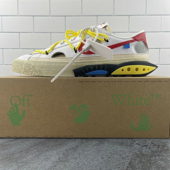 Nike Off White Blazer Low 77 Size 11 Mens White University Red OW Collaboration - Picture 1 of 12
